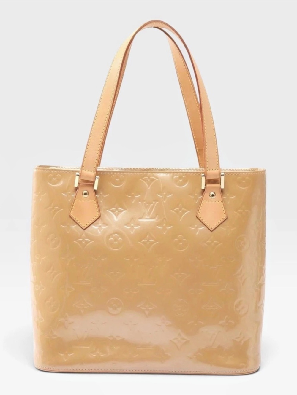 Louis Vuitton Authentic Monogram Vernis Houston Tote Beige Dust Bag